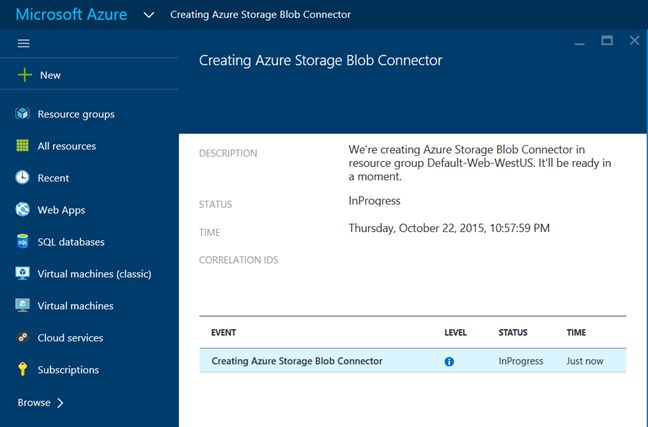 Create azure storage